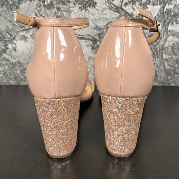 Vintage Nude Glitter Heel Sandals - Picture 6 of 10
